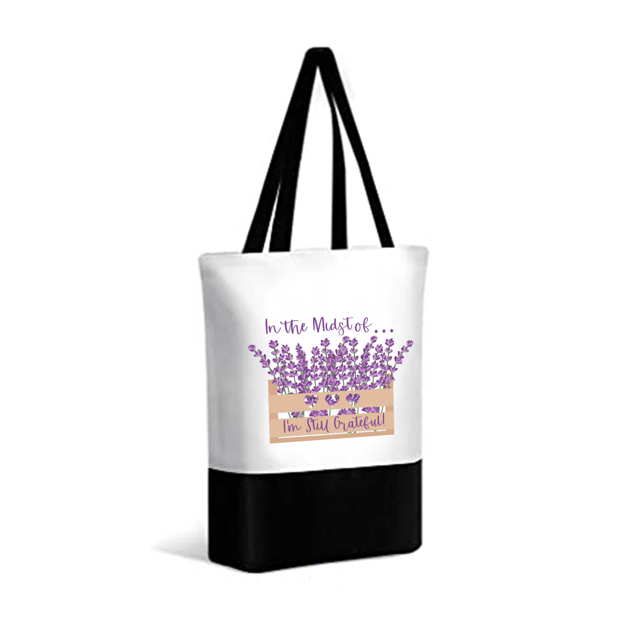 Lavender Day Calm I'm Still Grateful Tote Bag - Aromatic, Inspirational, Eco-Friendly Canvas Carryall for Everyday Positivity