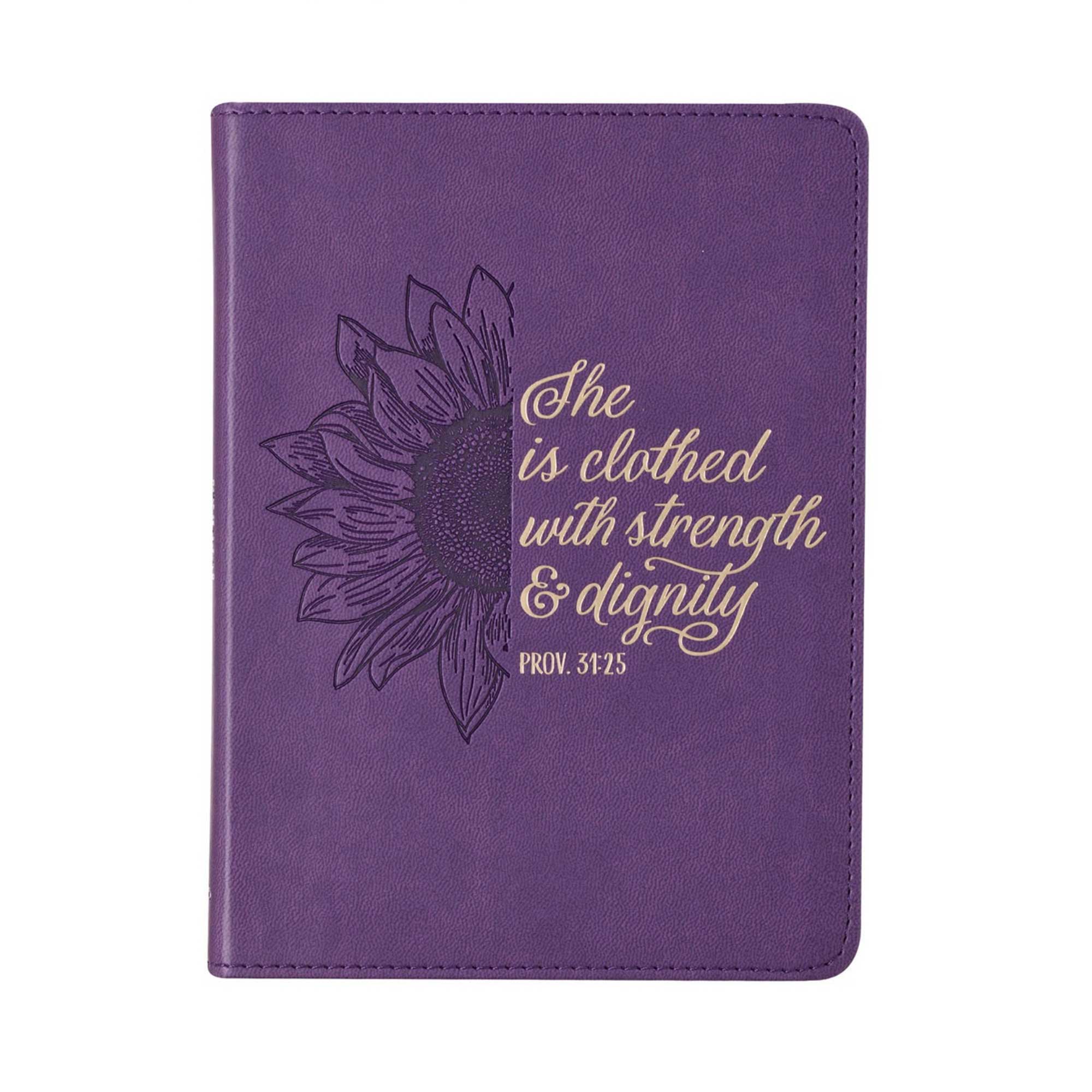 Elegant Lavender Journal – 'She Is Clothed With Strength & Dignity' – A Companion For Empowered Reflection