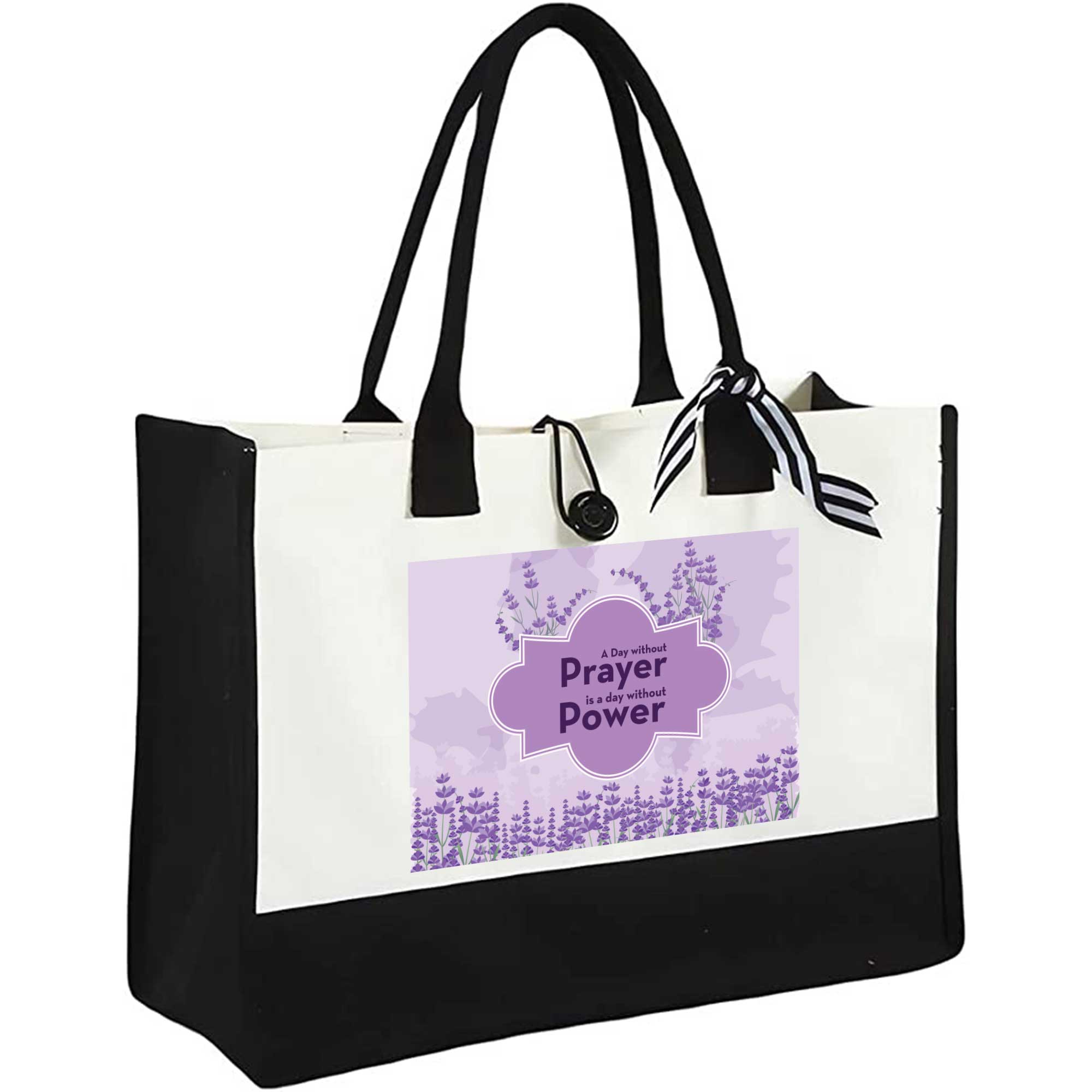 Relax Lavender Day Prayer and Power Tote - Soothing, Inspirational, Eco-Friendly Canvas Bag for Serene Strength & Everyday Elegance