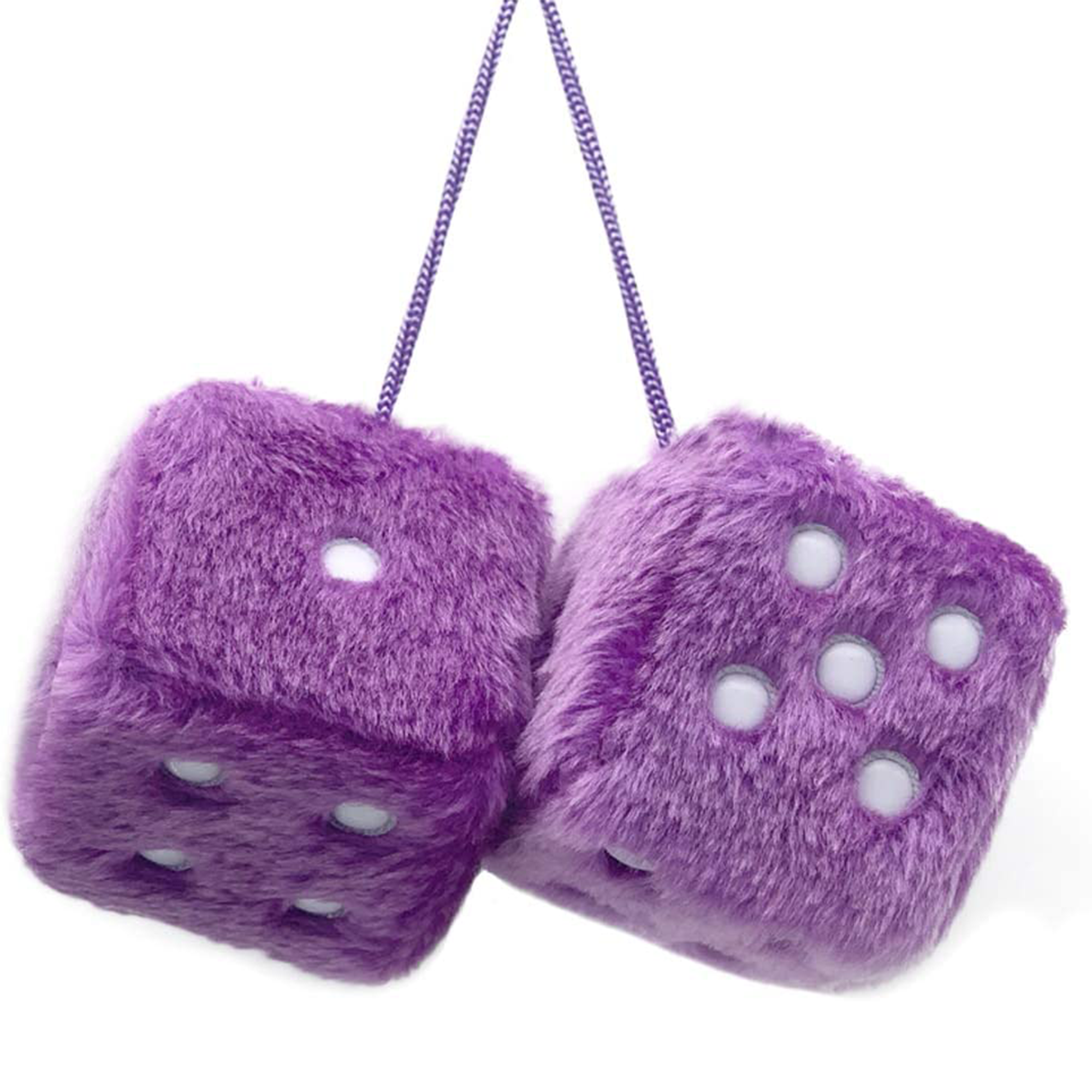 Lavender Soft Fuzzy Dice - A Fun and Whimsical Accessory for Your Car or Home