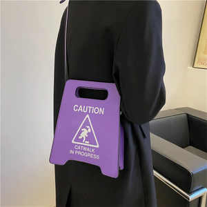 Lavender Warning Sign Design Crossbody Bag - A Bold and Stylish Statement Piece for Trendsetters